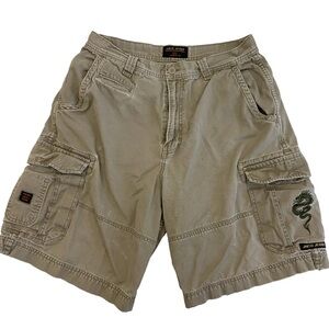 JNCO Jeans VTG y2k Distressed Khaki Baggy Cargo Dragon Graphic Shorts Men's 36